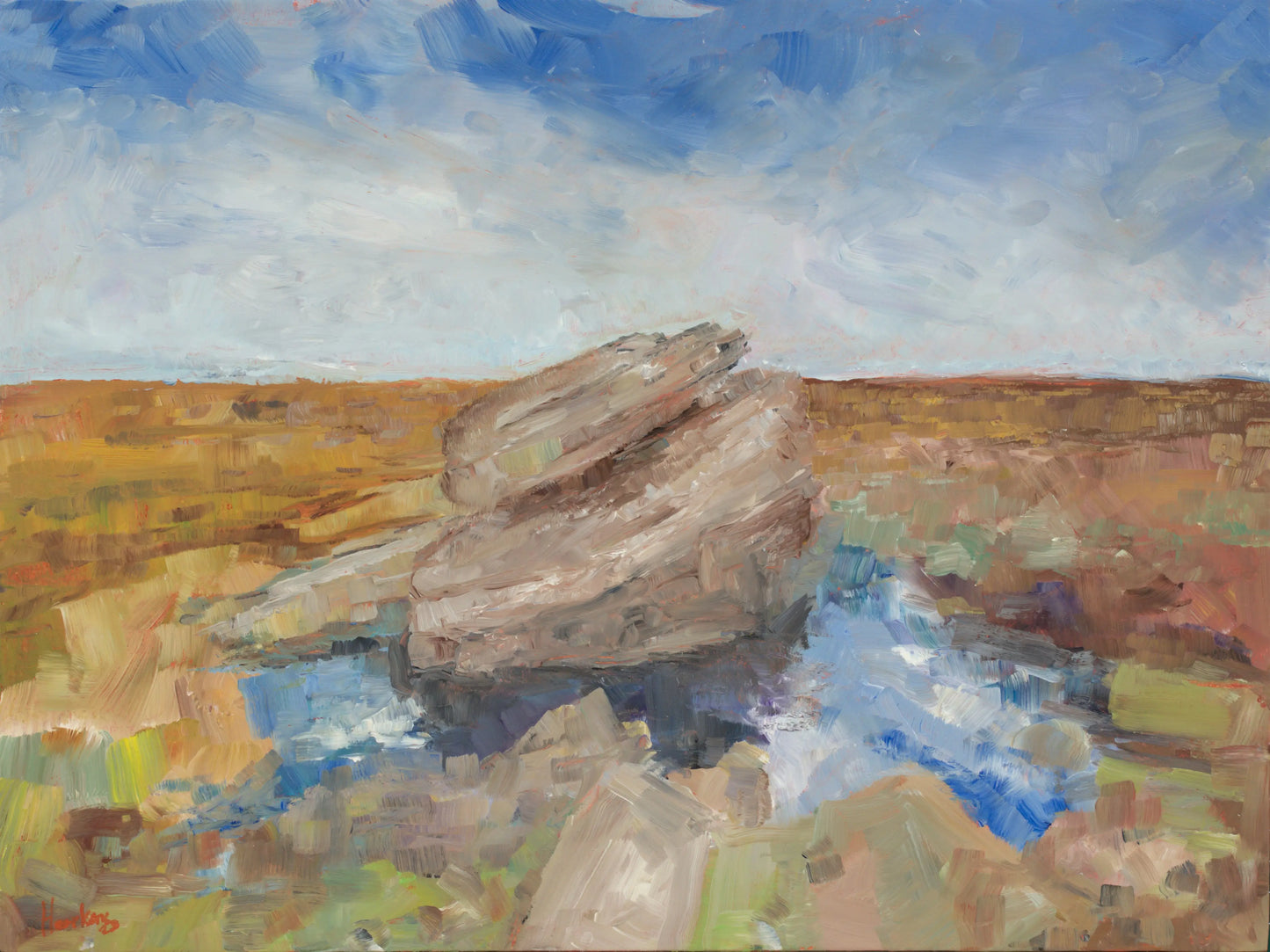 Boulsworth Hill Rocks, Lancashire 12 x 16". Oil on panel. One of a kind original oil painting. Egidius Heerkens