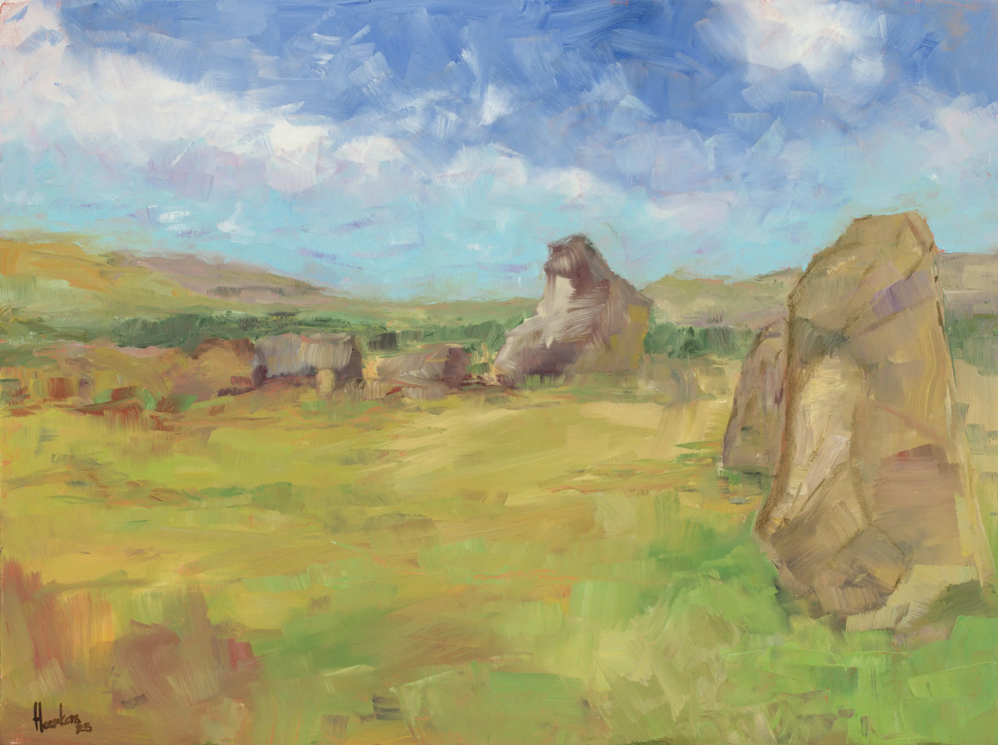 Castlerigg Stone Circle Keswick, Cumbria. Neolithic. Oil on panel 12 x 16" One of a kind original impressionistic oil painting Egidius Heerkens