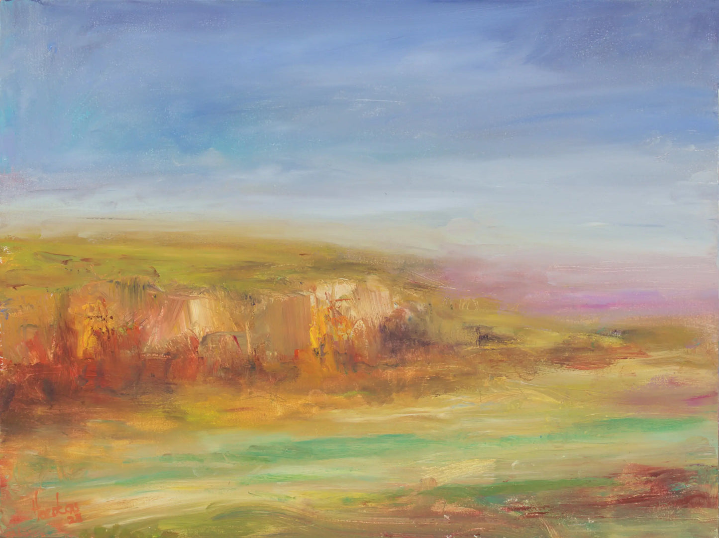 Whitby Jurassic coast rockface study. North Yorkshire 9 x 12" Original impressionistic oil painting on baltic birch panel. Egidius Heerkens