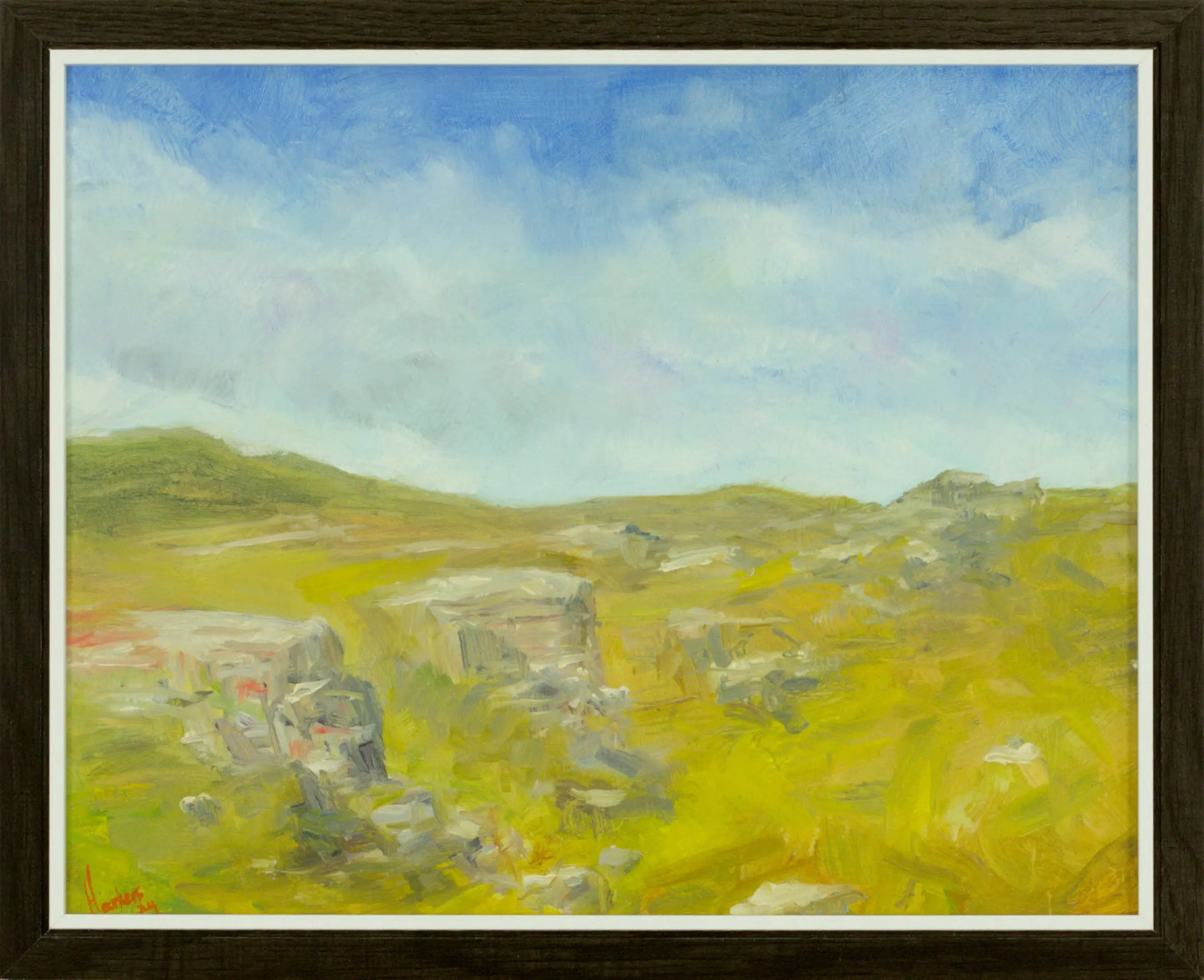 Rocky outcrop Widdop, Yorkshire. Original plein air oil painting landscape one of a kind handmade impressionistic 10 x 8 " artwork Egidius Heerkens