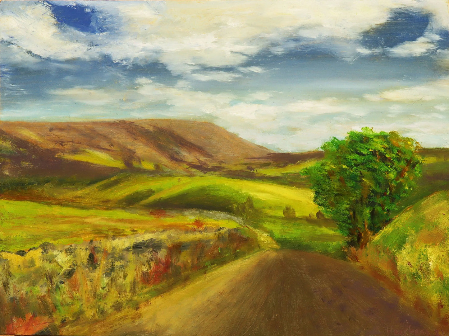 Pendle Hill Lancashire. Original plein air oil painting landscape one of a kind handmade impressionistic 12 x 16 " artwork Egidius Heerkens