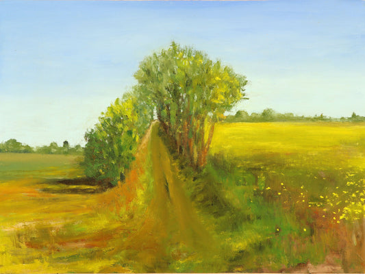 Hic Bibi Coppull. Original plein air oil painting landscape one of a kind handmade impressionism 12 x 16 " artwork