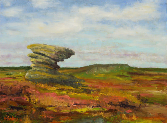 Hathersage Moor Peak district. Original plein air oil painting landscape one of a kind handmade impressionistic 12 x 16 " artwork