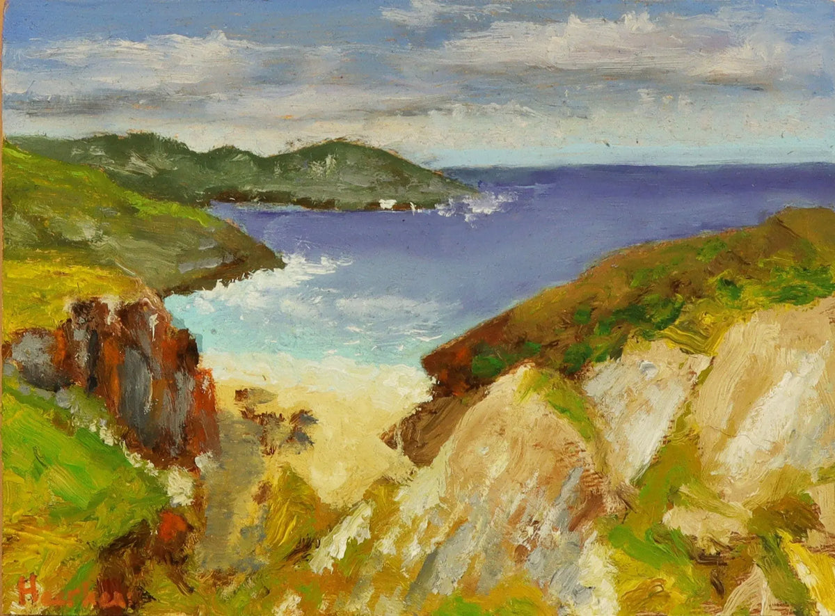 Yorkshire coast beach. Original plein air oil painting seascape one of a kind handmade impressionistic 6 x 8" " artwork Egidius Heerkens