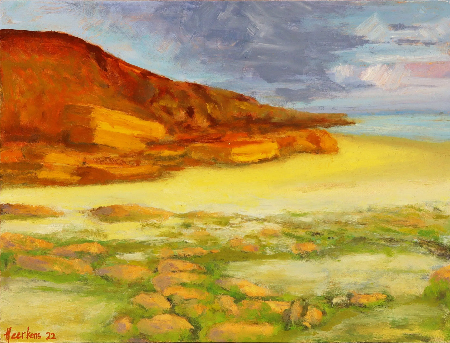 Dunraven Bay Wales. Original plein air oil painting seascape one of a kind handmade impressionistic 12 x 9 " artwork Egidius Heerkens