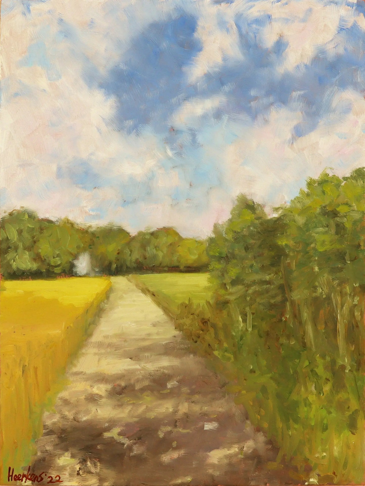 Woodland Footpath. Landscape original one of a kind handmade oil painting 9 x 12 " impressionist artwork plein air Egidius Heerkens