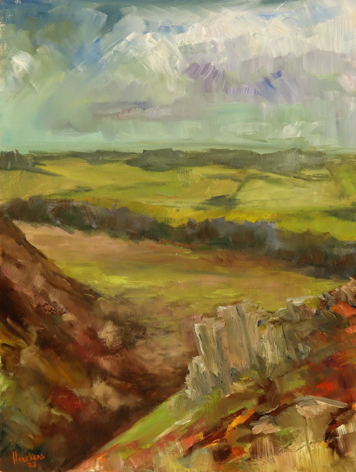 White Coppice & Anglezarke. Landscape original one of a kind handmade oil painting 12 x 16 " impressionist artwork plein air Egidius Heerkens