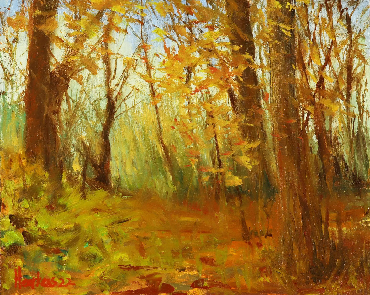 Fairy Glen woodland Landscape. Original one of a kind handmade oil painting 8 x 10 " impressionist artwork Egidius Heerkens