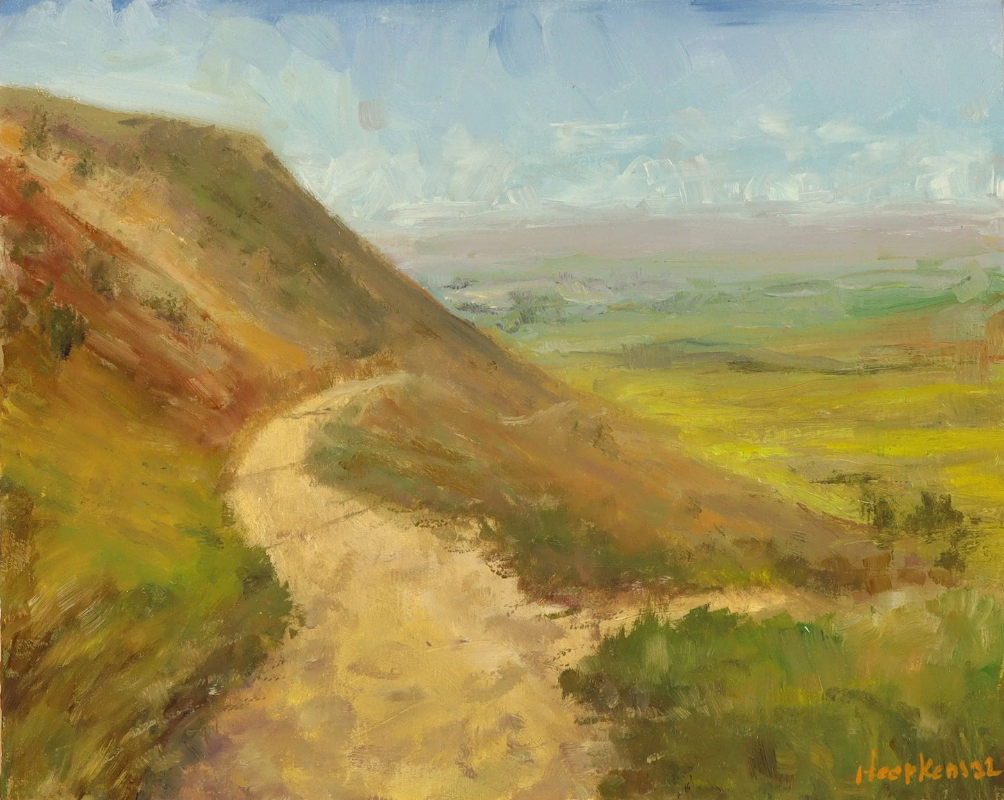 Barley to Pendle Hill Lancashire. Original plein air oil painting landscape one of a kind handmade impressionist 10x8" authentic artwork Egidius Heerkens