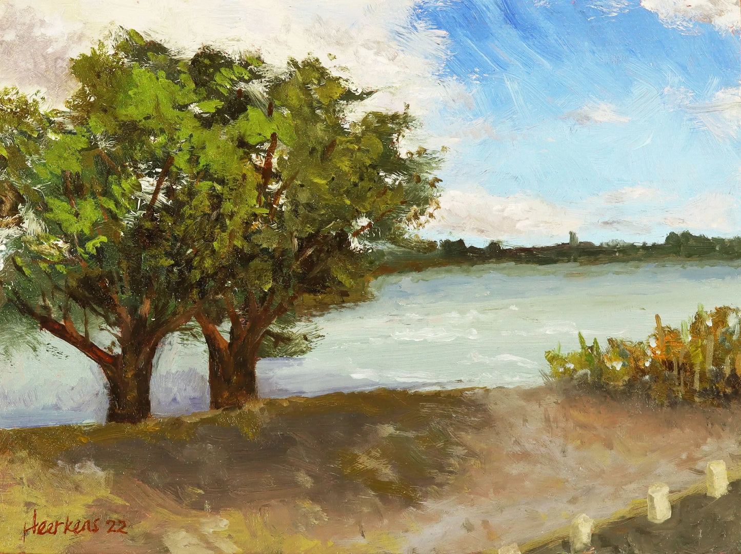 Wigan and Leigh Flashes. Landscape original one of a kind handmade oil painting impressionist artwork plein air 6 x 8" art Egidius Heerkens