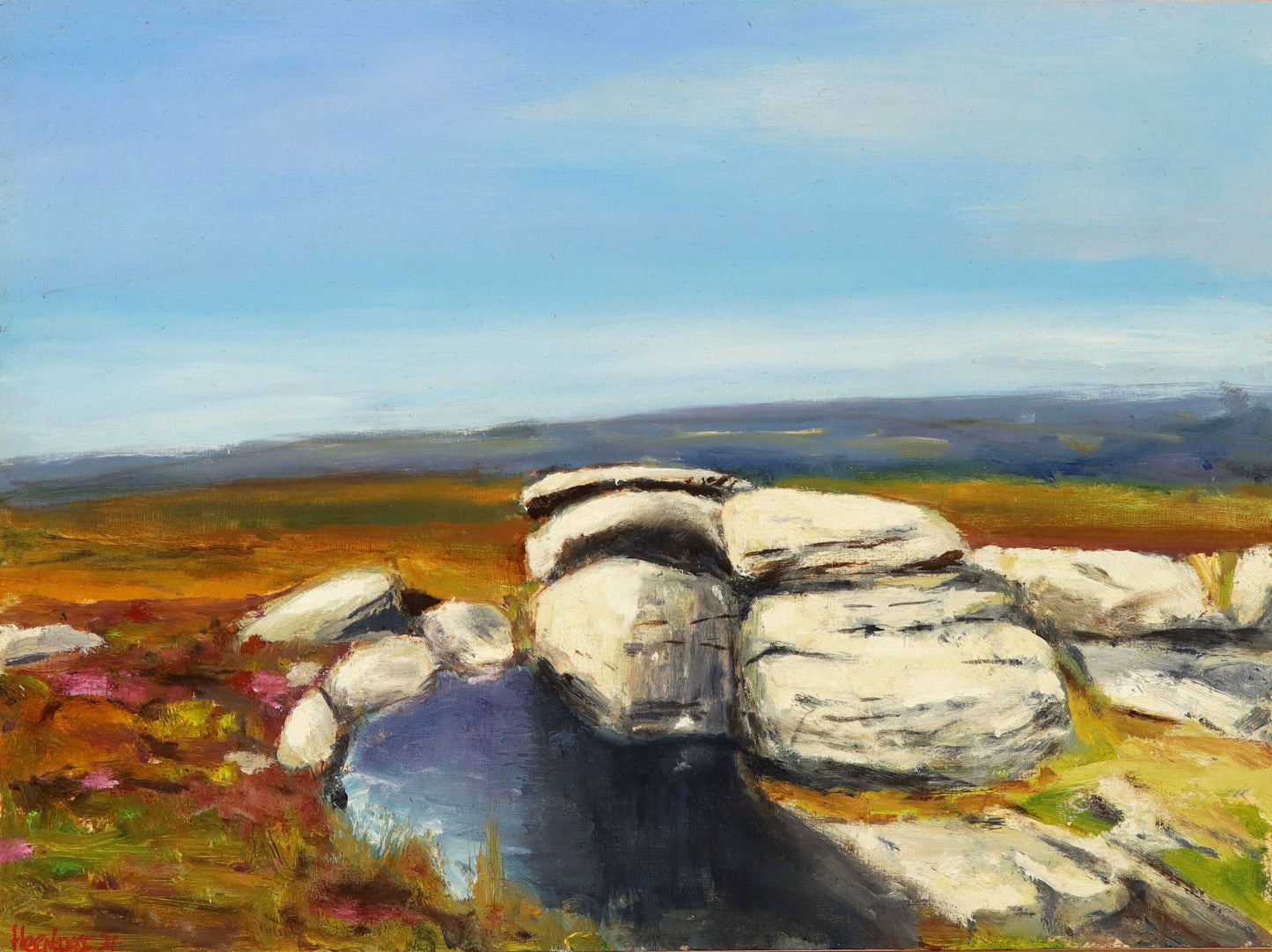 Boulsworth Hill Lancashire. Original oil painting landscape one of a kind handmade impressionistic 12 x 16 " artwork