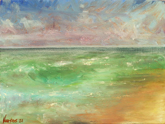Formby coastal view. Original one of a kind handmade oil painting impressionist artwork plein air 6 x 8" art