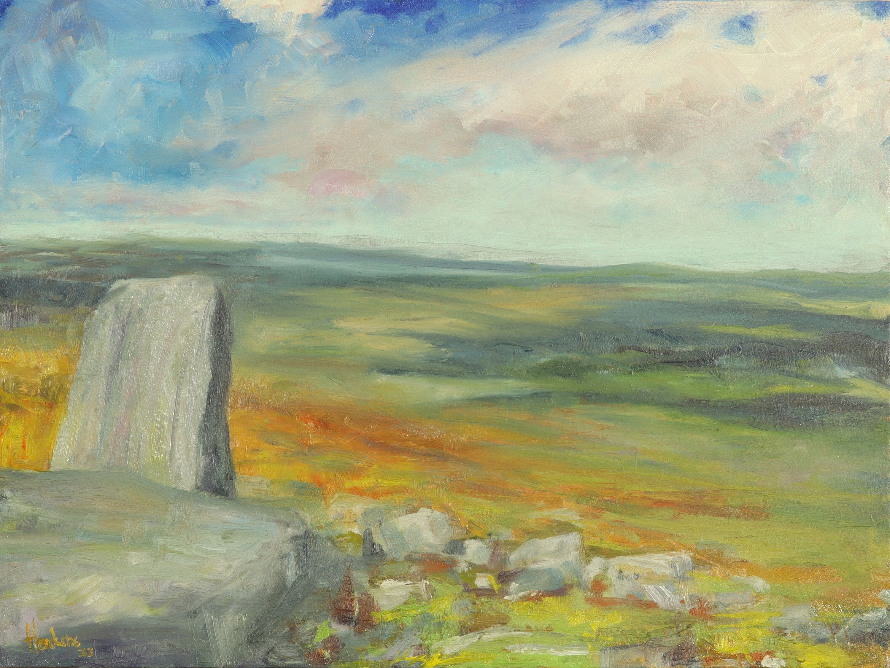 Landscape original oil painting handmade  Abbot stone boulsworth pendle Hill Lancashire